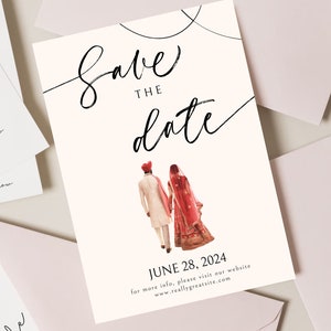 Salve a data indiana, convites de casamento indianos elegantes, cartões de casamento indianos, Anand Karaj, convite de casamento hindu, cartão Punjabi, Canva