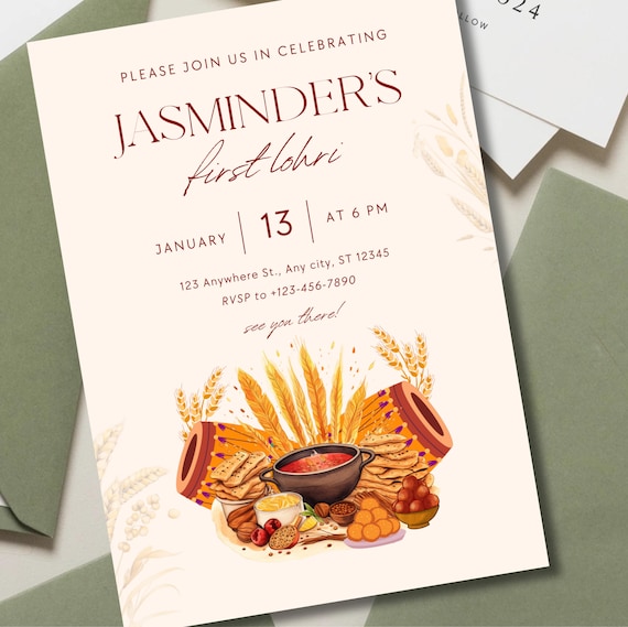 Lohri Invitation Card, Lohri Celebration, Editable DIY Invitation, Canva Template Instant Download, Indian Party Invite, Electronic Invite