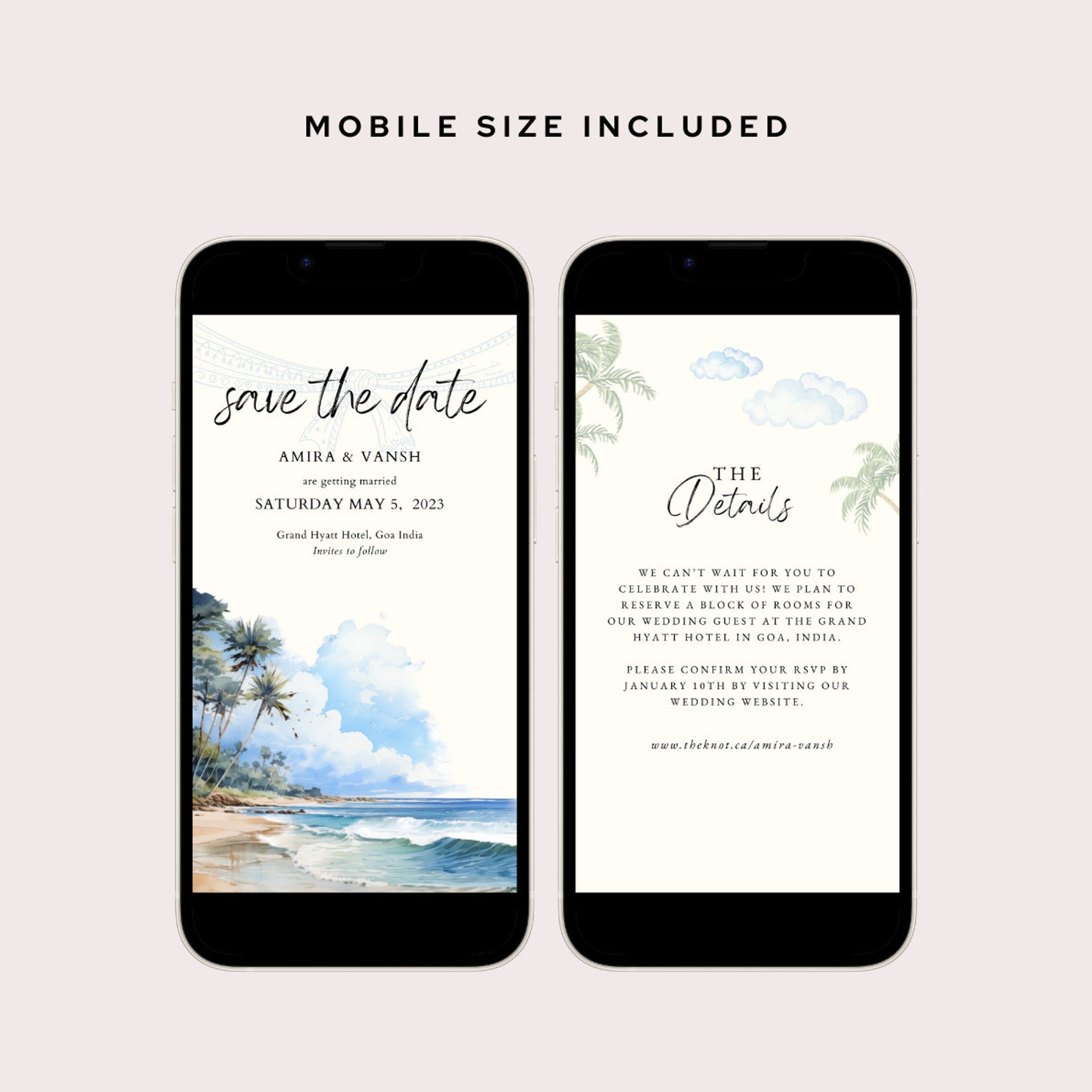 Tropical Beach Save the Date Template, Goa Indian Wedding Invitation ...