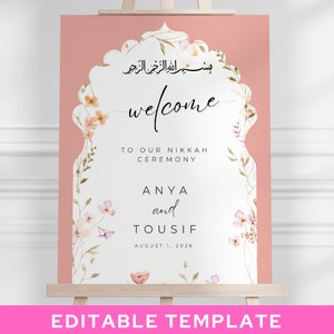 Minimalist Wedding Welcome Sign for Nikkah Ceremony, Nikkah Wedding Sign, Islamic Wedding Sign, Modern Nikkah Sign, Indian Wedding Sign