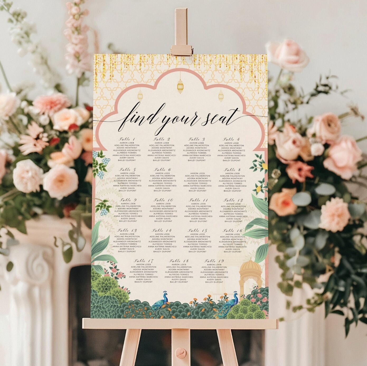 Pichwai Wedding Seating Chart Template