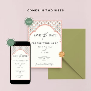 Modelo de reserva de data indiano, convites de casamento indianos, cartões de casamento editáveis em punjabi, convite de RSVP sikh, convite eletrônico de casamento Canva