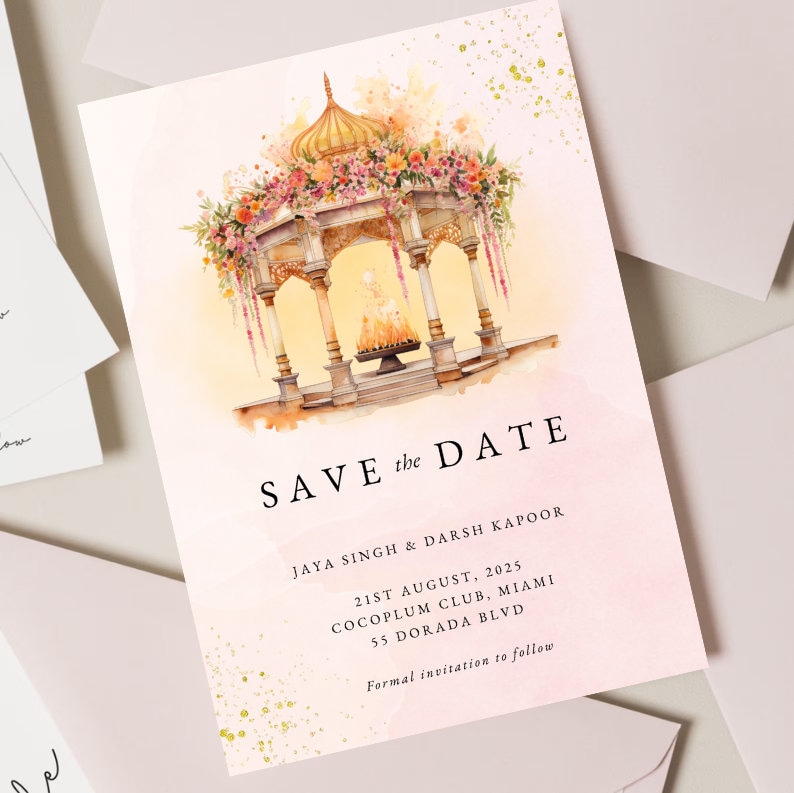 Indian Wedding Invitation Template, Digital Save the Dates, Hindu ...