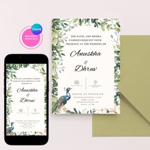 Convite de casamento indiano, Pacote de convites de casamento, Convite de casamento hindu, Convite de casamento indiano, Pacote de papelaria personalizado para casamento