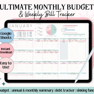 Monthly Budget Planner: Google Sheets Budget Tracker (Digital Download)