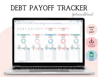 Suivi du remboursement de la dette Google Sheets Feuille de calcul de la dette Suivi du paiement de la dette Planificateur sans dette Calculateur de dette Suivi de la dette Feuille de calcul budgétaire