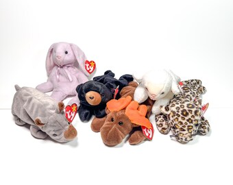 Vintage TY Beanie Baby - Assorted 1990s - Spike, Floppity, Blackie