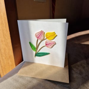 Combo di 2 biglietti di auguri quilling - tema floreale (10 x 10 cm)
