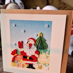 Frohe Weihnachten Quilling Karte - Happy Santa Claus
