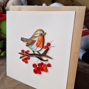 Tarjeta de felicitación - Feliz cumpleaños - Gracias - Felicitaciones - Tarjetas de felicitación de temporada - Pájaro y bayas
