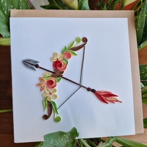 Tarjeta de felicitación en filigrana: amor de pareja, lazo de Cupido, tarjeta de regalo de boda, felices aniversarios, feliz compromiso, arte de pared y decoración de escritorio de oficina