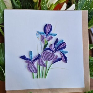 Cartão de felicitações Quilling - Iris - Cartão de agradecimento - Arte de parede - Decoração de mesa de escritório - Presentes para convidados