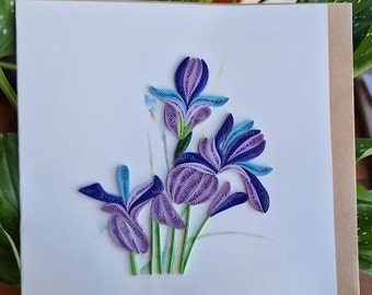 Quilling greeting card - Iris - Thank you card - Wall art - Office desk decor - Gifts to guests