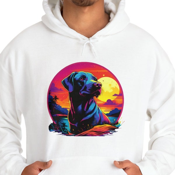 Retro 90's Labrador Retriever Hoodie - Vintage Dog Lover Sweatshirt, Gifts, Outdoors, Home, Retro Chic, Fashion,  Stylish Dog Print