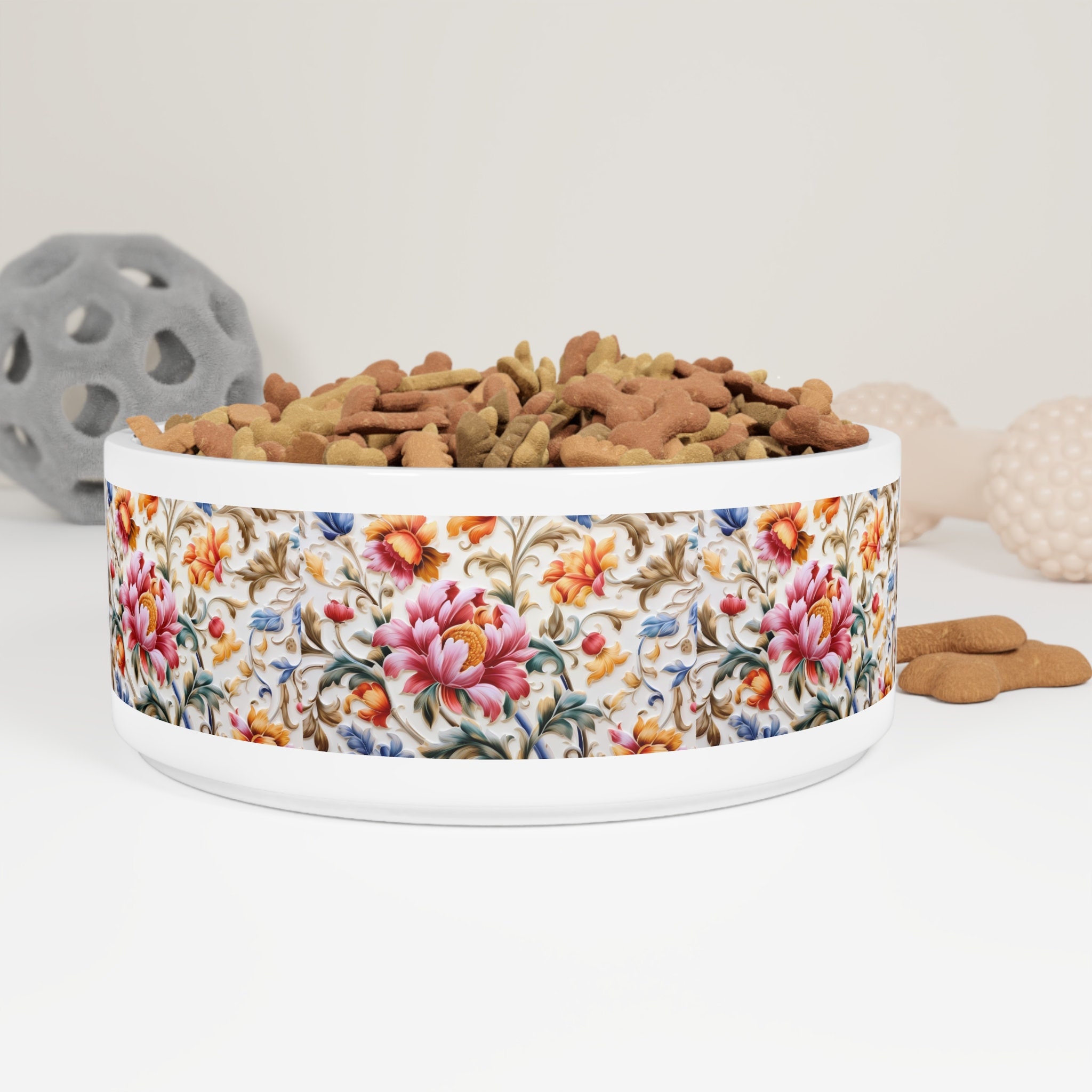 Floral Dog Bowl Flower Dog Bowl Pet Lover Petal Feast Wholesome Dining in Style Pet Bowl Etsy