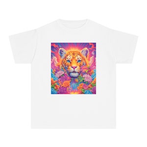 Retro 90&#39;s Tiger Kids T-Shirt-Throwback Vibes: 90&#39;s Style Art Printed T-shirts - Wearable Retro Masterpieces, Youth Midweight Tee