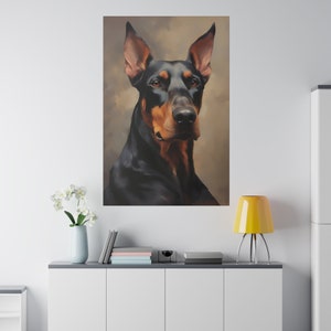 Doberman Wall Art, Home, Gift, Dogs, Dog Lover, Dog Mom, Majestic Doberman Canvas Wall Art, Office, Doberman Lover, Matte Canvas, Stretched