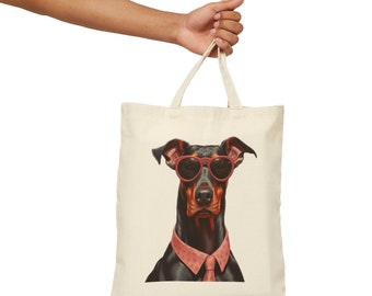 Doberman Elegance Tote Bag - Unleash Style and Sustainability! Gift, Dog Lover, Reusable, ON the Go, Adventure, Cotton Canvas Tote Bag