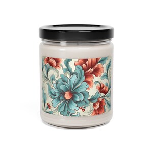 Flower Printed Candle - Floral Glow: Illuminate Your Space with Natural Elegance, Scented Soy Candle, 9oz