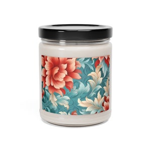 Flower Printed Candle - Floral Glow: Illuminate Your Space with Natural Elegance, Scented Soy Candle, 9oz
