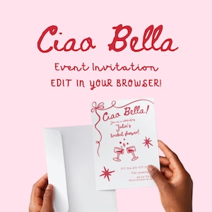 Ciao Bella Bridal Shower Invitation, Italian Theme (Digital File)