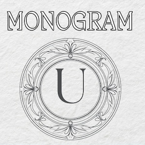 Monogram U Premade Monogram Digital Download, Personalized Monogram Art for Home Decor & Gifts