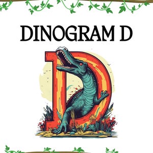 Letra D Dinosaurio Monograma SVG Descarga Instantánea, Plantilla Alfabeto Dinosaurio, Decoración Habitación Niños, Regalo Personalizado, Inicial D