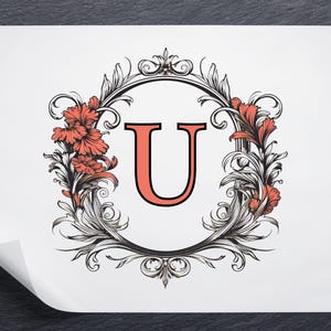 Monogram Letter U Digital Download - Personalized Wall Art, Custom Initial Print, DIY Home Decor, Instant Download