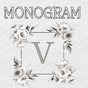 Monogram Letter V Personalized Initial Design, Premade Wedding Monogram, Digital Download for DIY Crafts & Invitations