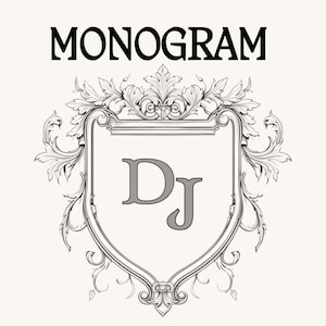 Download digital de monograma DJ, arte de monograma personalizada com iniciais DJ para convites de casamento personalizados, arte de letras DJ