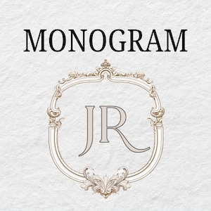 Monogram JR Digital Download, Custom Monogram Art with JR Initials for Personalized Wedding invitations JR Letter Art