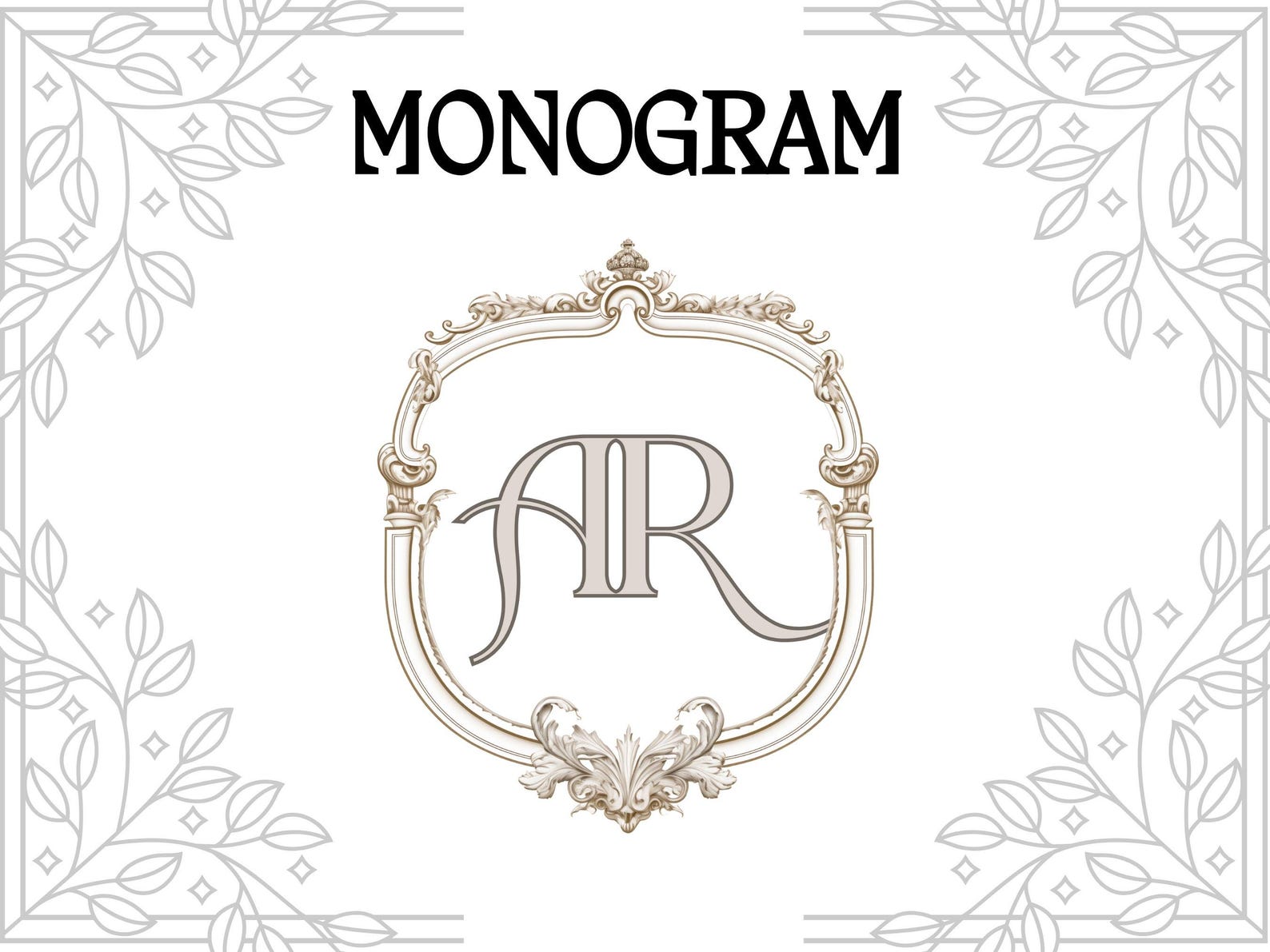 Monogram AR Digital Download, Custom Monogram Art With AR Initials for ...