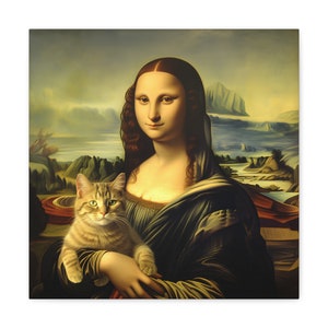 Cat and Mona Lisa Mashup: High-Quality, Funny Art Print for Cat Lovers