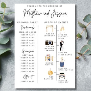 Infographic wedding program template Wedding program template Ceremony program timeline Wedding program Infographic Itinerary editable canva