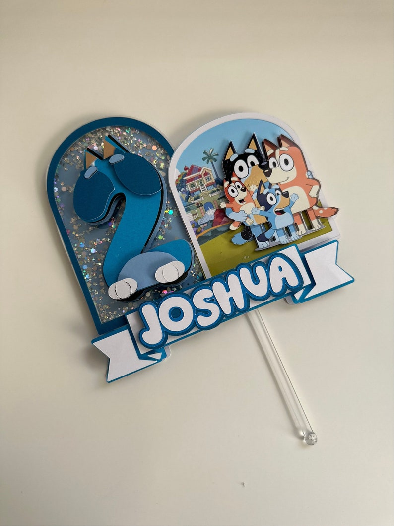 Bluey Shaker Cake Topper Cake Topper Blue Birthday Topper Etsy