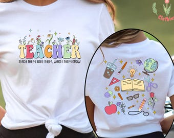 Floral Teacher Shirt, Teach Love Grow, Teacher Gift Tee