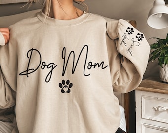 Custom Pet Name Dog Mom Sweatshirt, Fur Mom Sleeve Design Hoodie