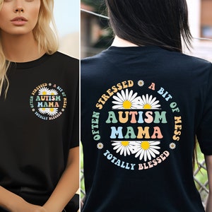 Camiseta de mamá autista: camiseta de mamá bendecida, regalo de concienciación sobre el autismo