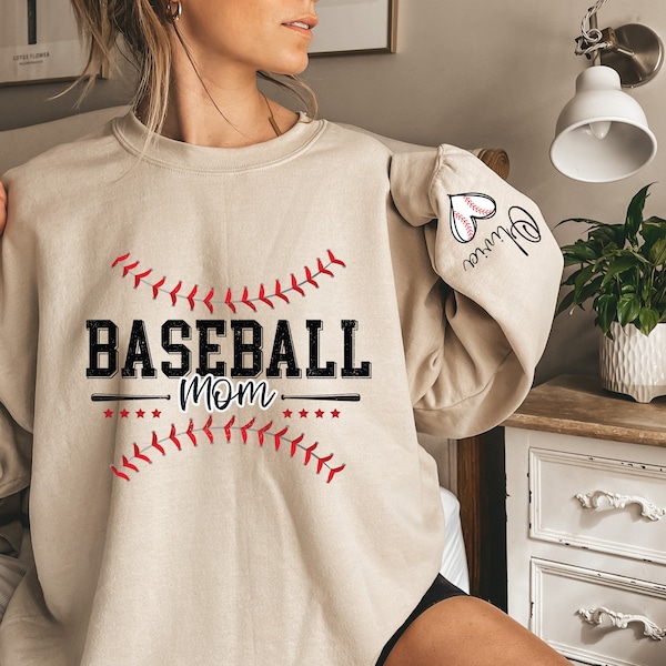 Personalized Baseball Mom Sweatshirt with Kids names, Baseball Hoodie For Women, Sports Mom Shirt, Mothers Day Gift, Family Baseball Shirt