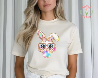 Coquette Bow Bunny Ears Shirt, Cute Bunny Shirt, Rabbit Tee, Happy Easter Day Gift, Coquette Easter, Cute Easter Shirt