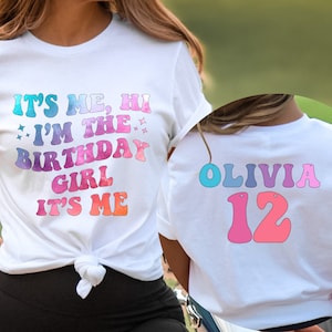 Personalized It&#39;s me Hi I&#39;m the Birthday Girl It&#39;s Me Shirt, Custom Birthday Name Age Hoodie, It&#39;s me Hi T-Shirt,Personalized Birthday Shirt