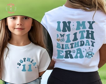Custom In My 11th Birthday Era Shirt, Personalized Birthday Girl Shirt, Retro 11th Birthday Girl Shirt