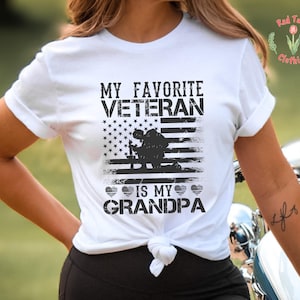 My Favorite Veteran Is My Grandpa Shirt, Patriotic Grandpa Gift, Veteran Grandpa Shirt, Military Kids Shirt, USA Flag Shirt
