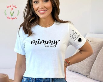 Personalized Mimmy Est Shirt, Custom Mama, Pregnancy Announcement Shirt, Personalized Gifts For Mom