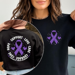 Pancreatic Cancer Sweatshirt, Cancer Support Squad, Purple Ribbon Hoodie Crewneck