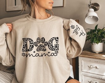 Personalized Dog Mama Sweatshirt, Custom Dog Mama Hoodie, Dog Mom Sweatshirt, Womens Sweatshirt, Dog Mom, Dog Mom Gift, Dog Mom Tee