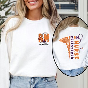 Sudadera personalizada de Halloween para enfermera, enfermera titulada, sudadera con capucha y cuello redondo para enfermera titulada.