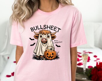 Bullsheet Shirt, Funny Halloween Shirt, Country Halloween Shirt, Halloween Gift for Her, Trick or Treat Shirt for Women, Moo I Mean Boo Tee