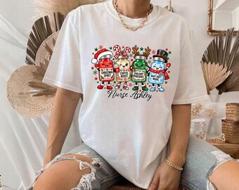 Comfort Colors Christmas Nurse Shirt, Silent Night Nurse Tee, Preppy ER Holiday Work