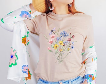 Dragonfly With Flower Shirt, Always on My Mind, Forever on My Heart, Inspirational T-Shirt, Motivational Shirt, Dragon Shirt, Gift for Her